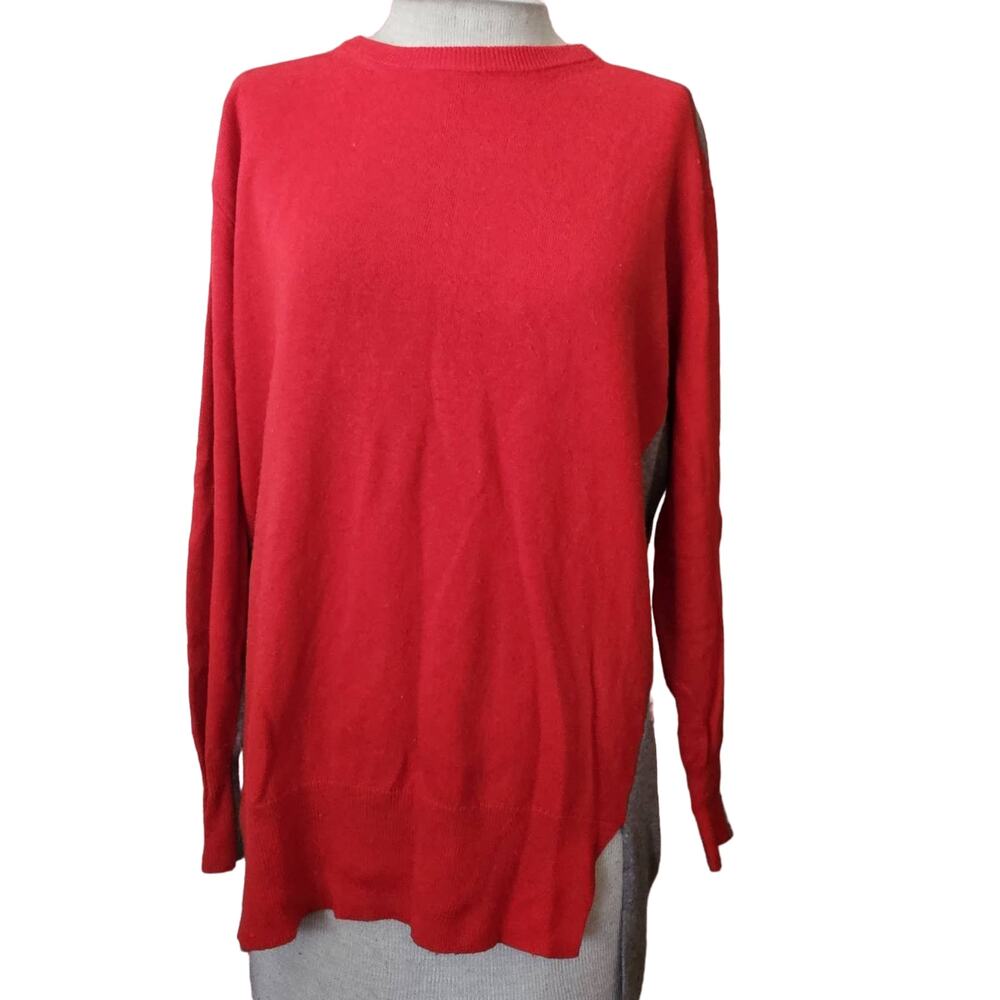 J Crew Red and Grey Wool Blend Sweater Size Small